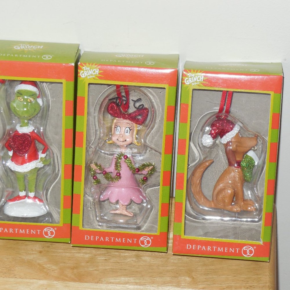Dept 56 Christmas Tree Ornament GRINCH MAX the Dog & Cindy Lou Brand New